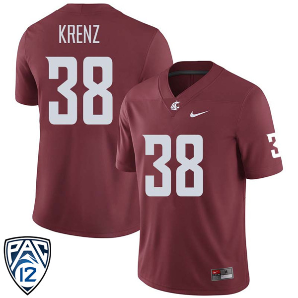 Men #38 Riley Krenz Washington State Cougars College Football Jerseys Sale-Crimson